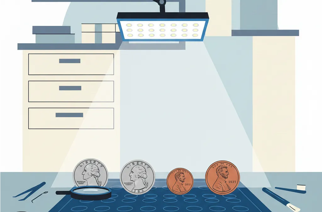 several coins are under the LED panel